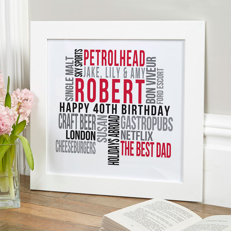 Details about   Personalised 40th Birthday Gifts Word Art For Him Dad Uncle Any Number 30th 50th