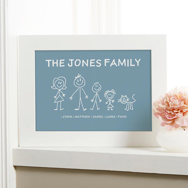 Personalized Stick Family Character Picture Print | Unique Wall Art