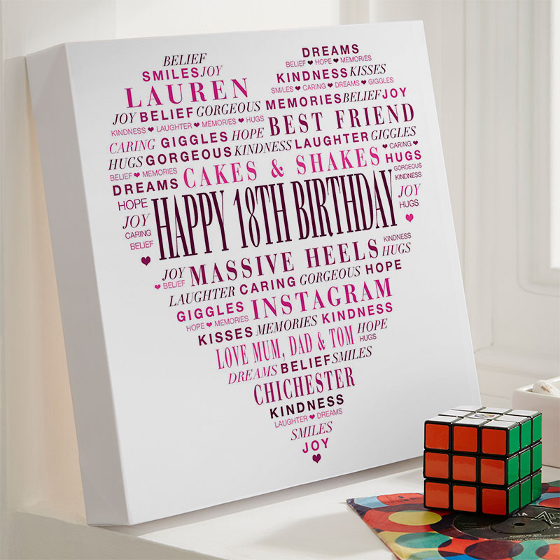 gift ideas for 18 year old girl personalized love heart print
