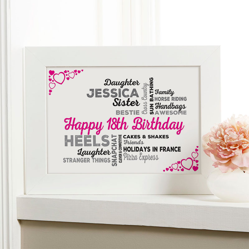 Personalised 18th Birthday Gift Wrap Any Name Age Word Art Design