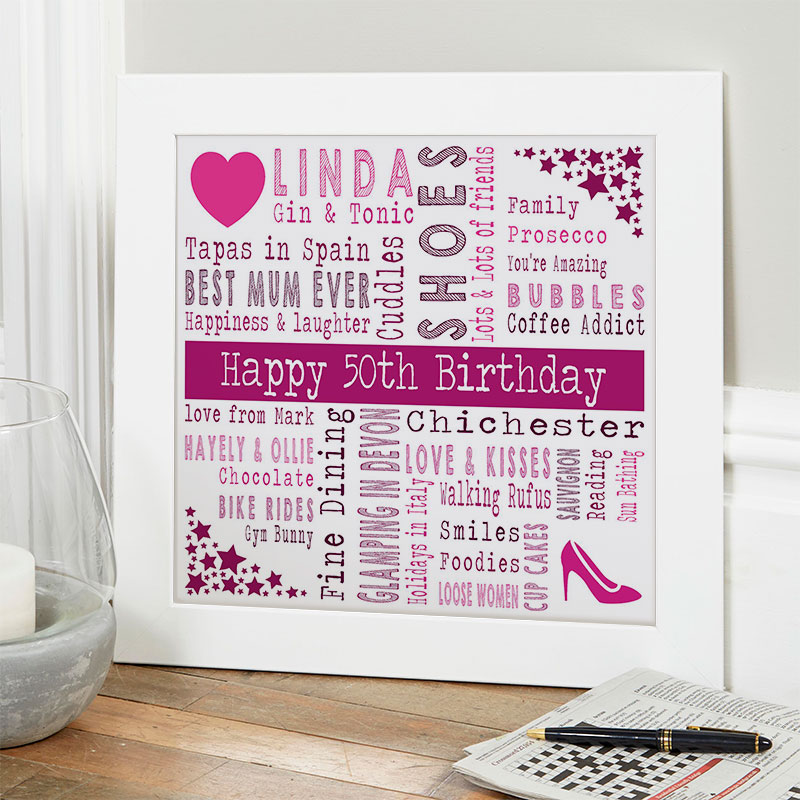 50th Birthday Gift Present Any age can be made Personalised Word Art 