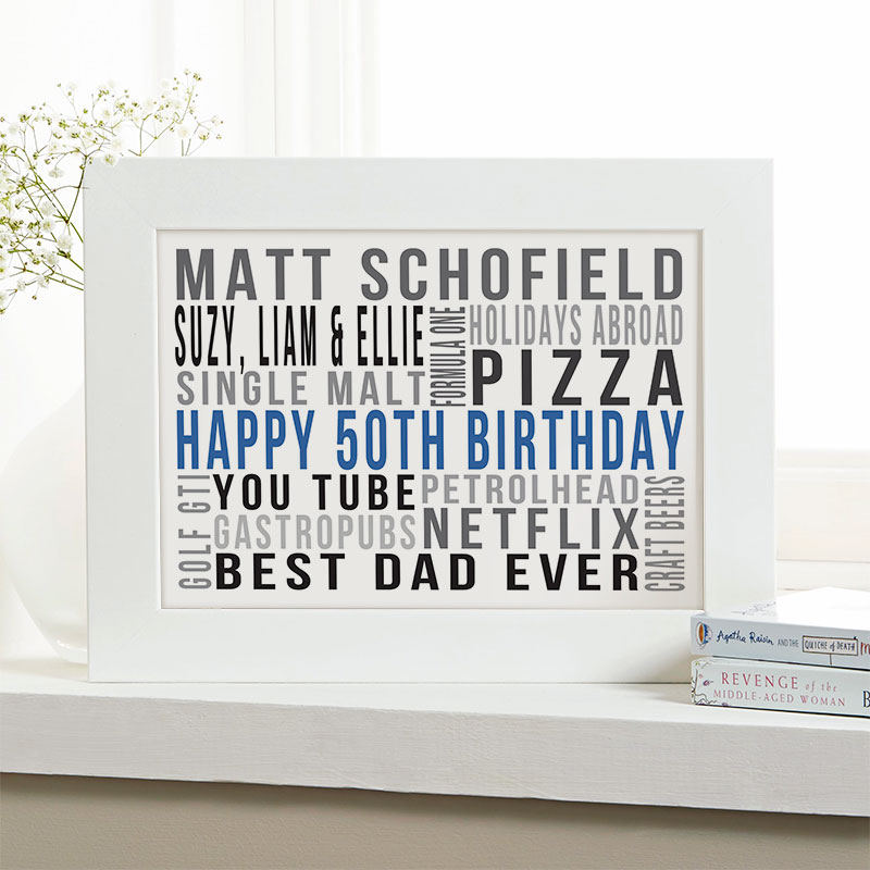 50th Birthday Gift Personalized Word Cloud Picture By Chatterbox Walls