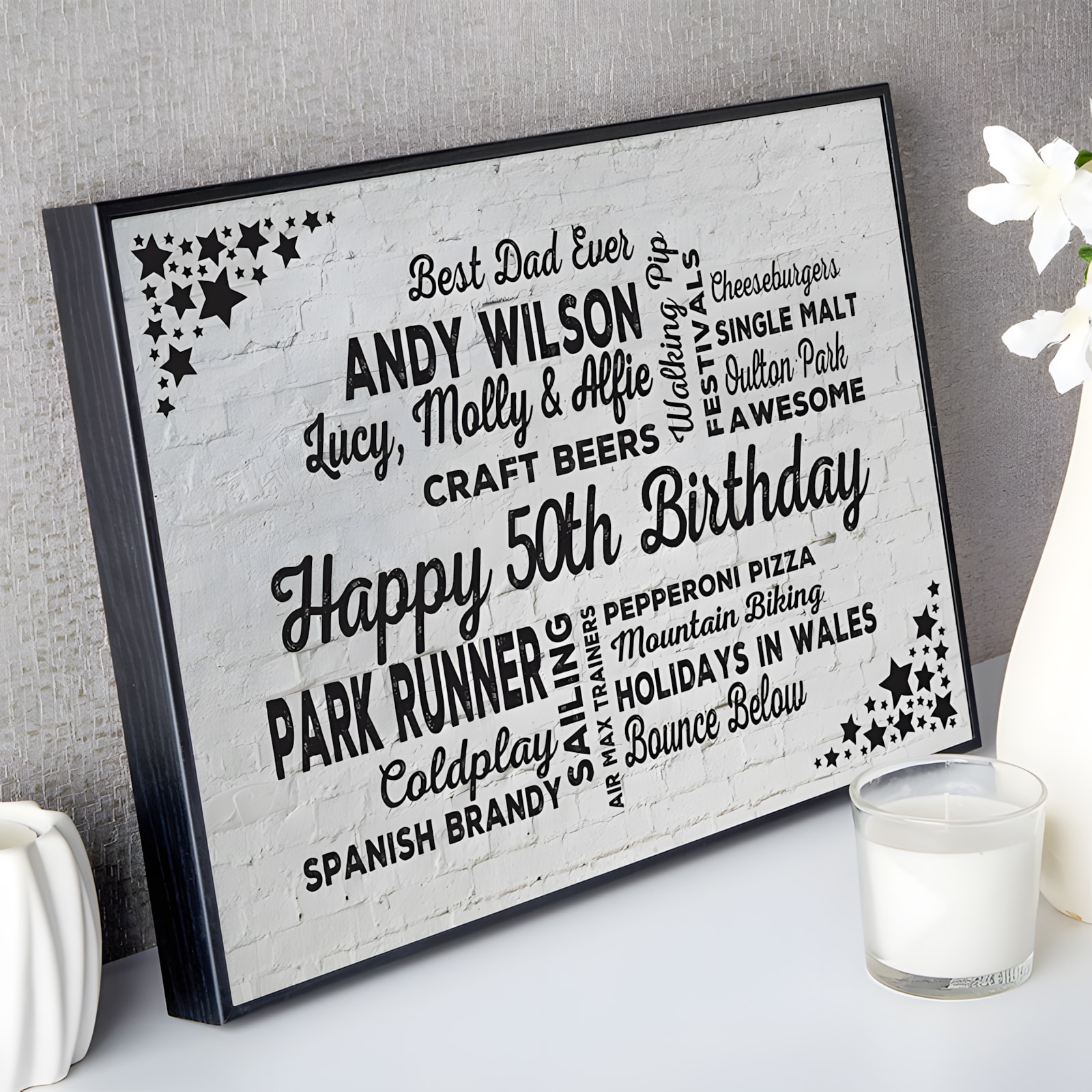 50th Birthday Gift Personalized Word Cloud Picture By Chatterbox Walls