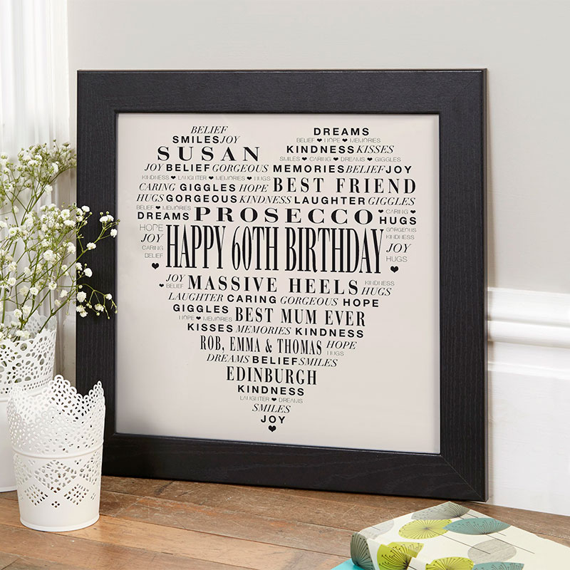 Details about   60th Birthday Personalised Word Art Gifts Any Number For Her Nanny 70th 80th 