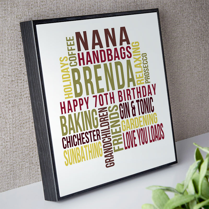 Details about   Personalised 70th Birthday Gift Word Art For Her Nanny Mum Any Number 80th 60th 