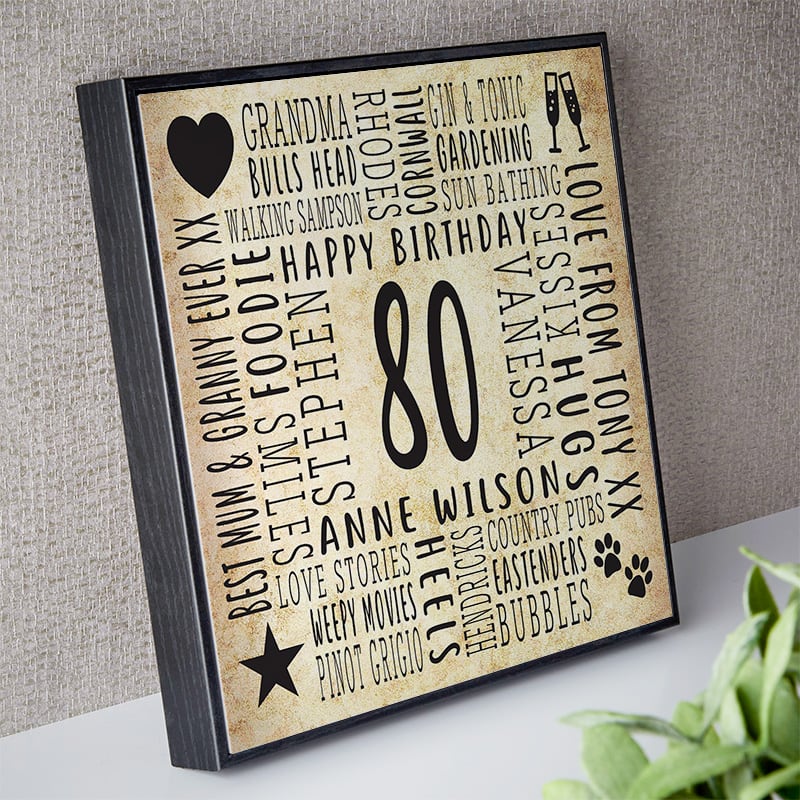 80th BIRTHDAY WORD ART UNIQUE PERSONALISED GIFT FOR EIGHTIETH BIRTHDAY 80 P&P 