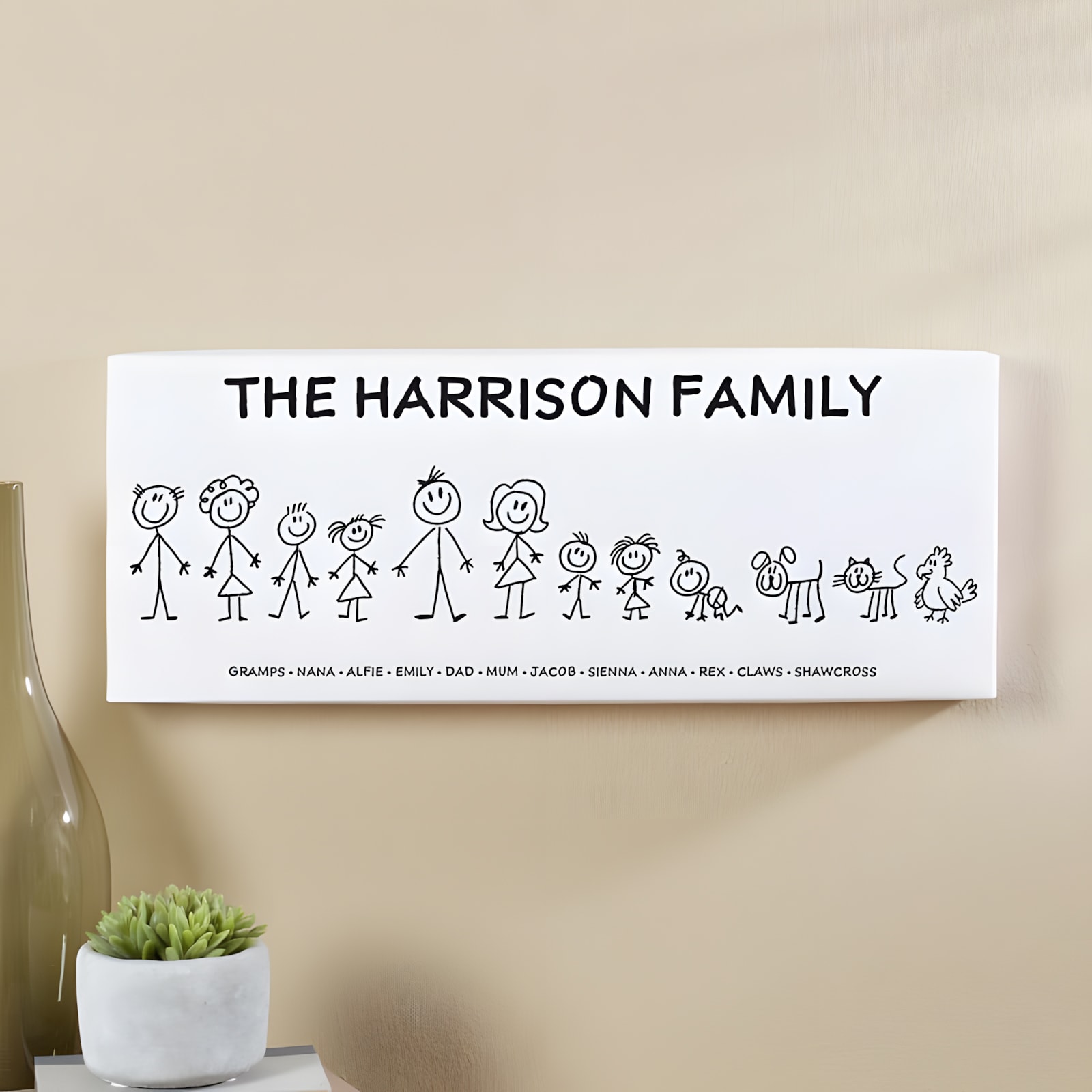 family character canvas print personalized