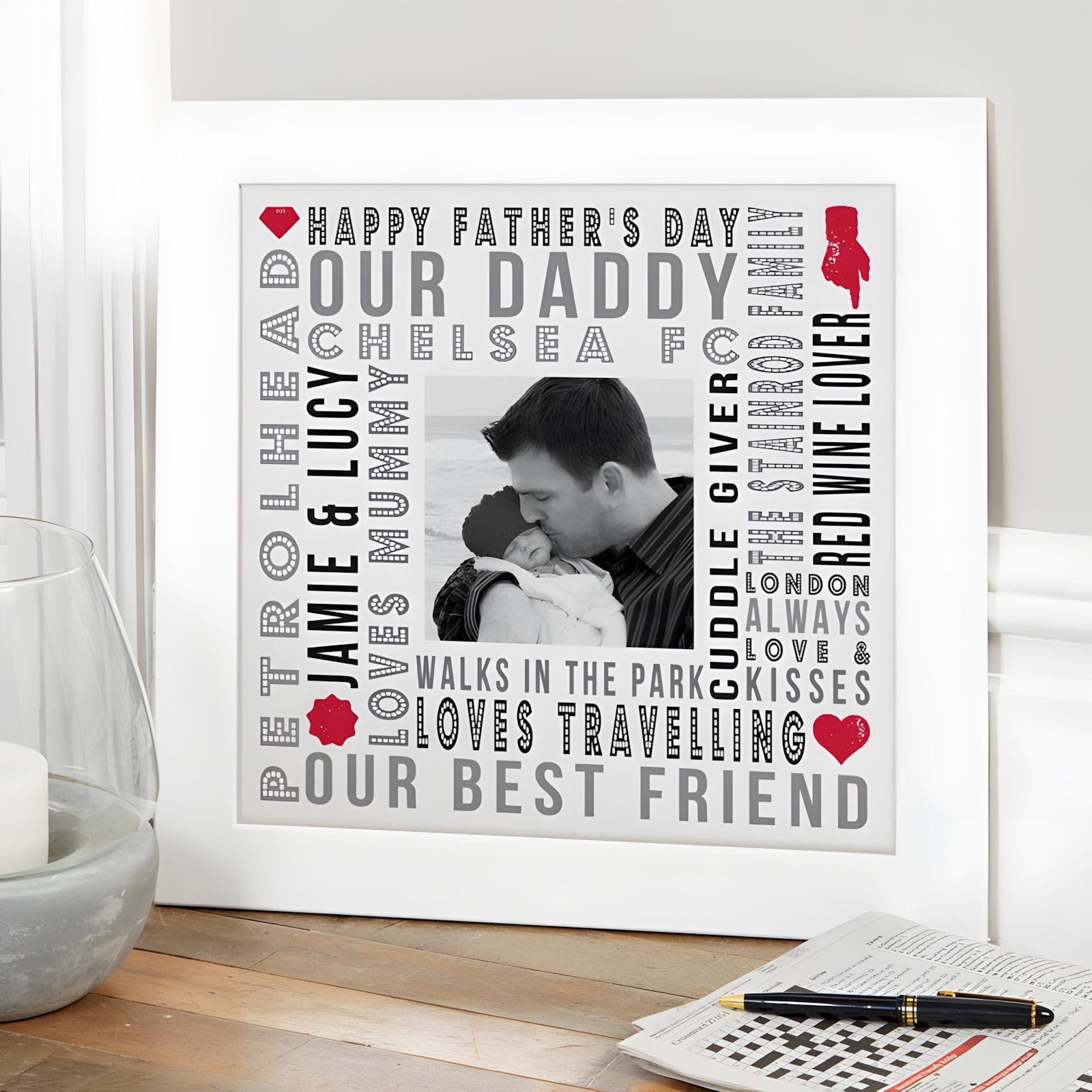 Personalized fathers day gift print words and photo