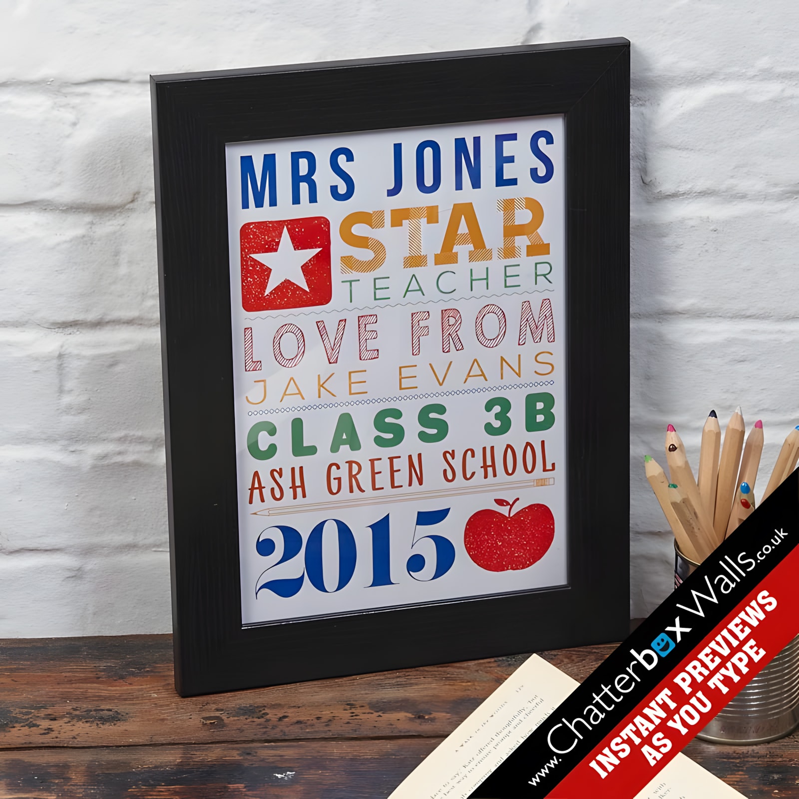 personalized typographic prints canvases for teacher gifts