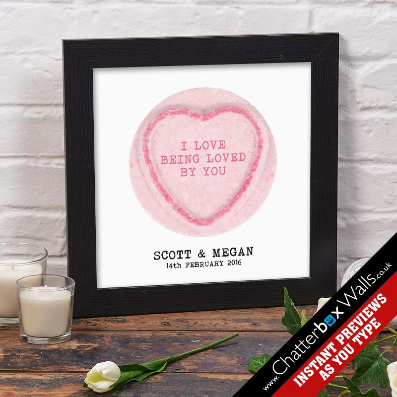 Love Words Heart Canvas Gift for Valentines Day 
