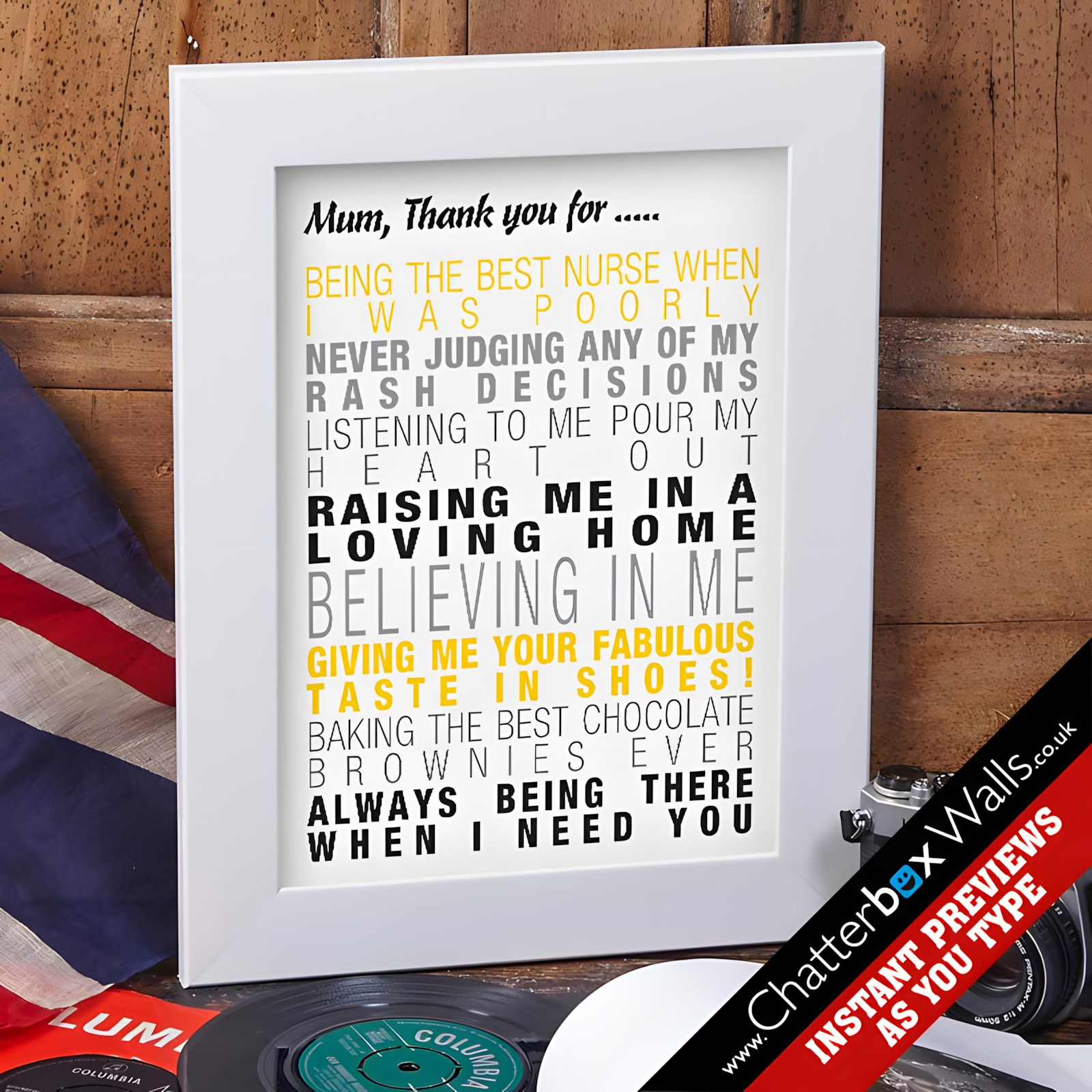 Personalized framed print for mothers day present