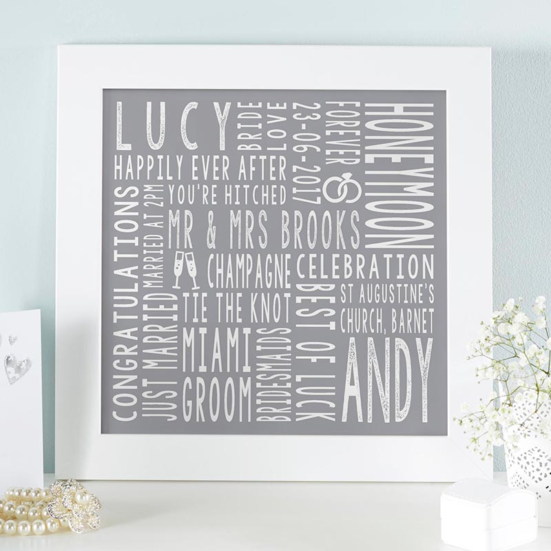 personalized typographic art wedding gift print