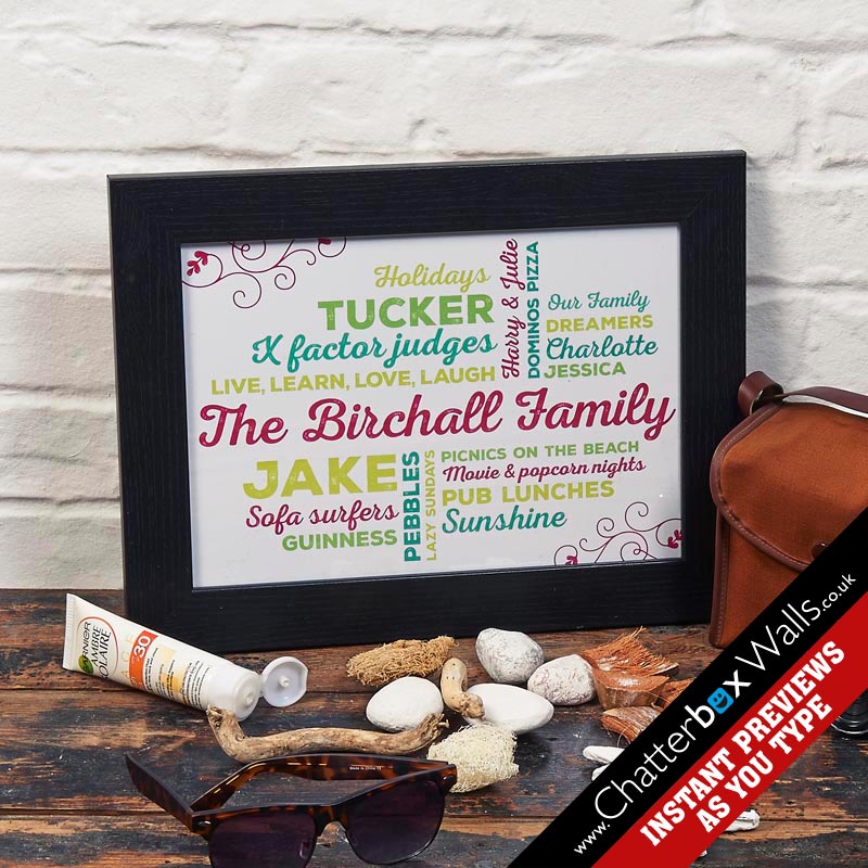 personalized gifts family word art